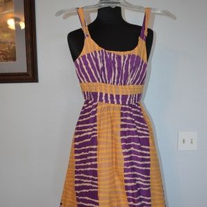 KNEE Dress Size 2 Fei Purple Orange Printed Sheath